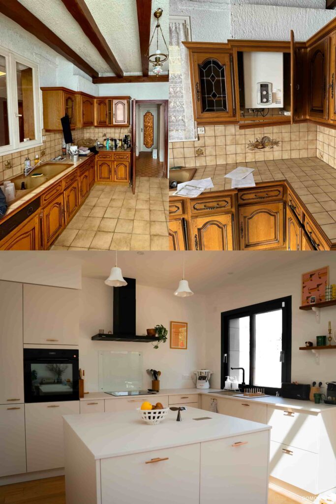 Ancienne cuisine supprimer pour créer une entrée et création d'une nouvelle cuisine dans l'extension.